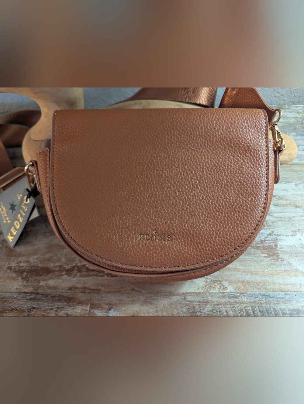 Kedzie Tan Pebbled Cross Body Bag for Women